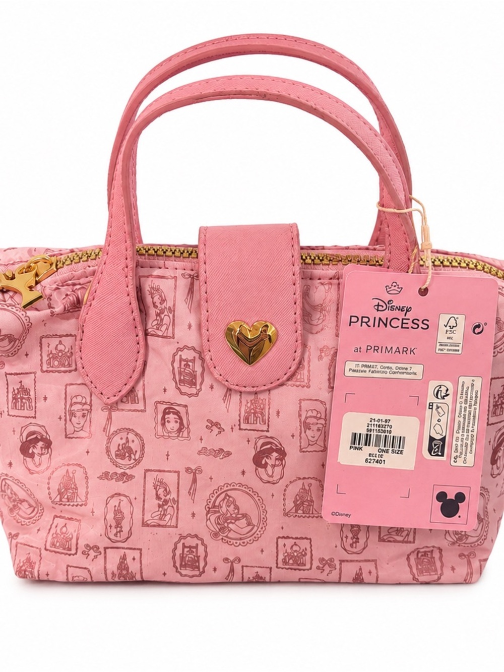 Disney Pink Princess Tote Bag with Gold Heart Accent